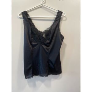 Vintage Black Cami Floral Lace Size 34 EUC Sears Undershirt S M Lingerie 1980s